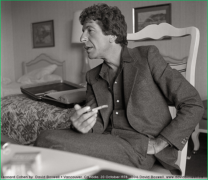 Leonard Cohen by David Boswell. Vancouver. 20
                      October 1978.